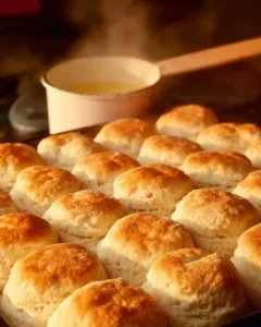 Freshly baked KFC biscuits served with butter and honey