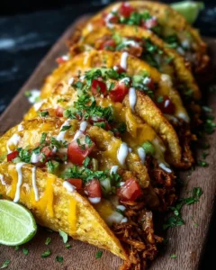 Delicious loaded cheesy pocket tacos filled with cheese and tasty ingredients