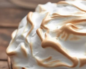 Delicious meringue dessert made with egg whites and sugar, perfect for topping cakes.