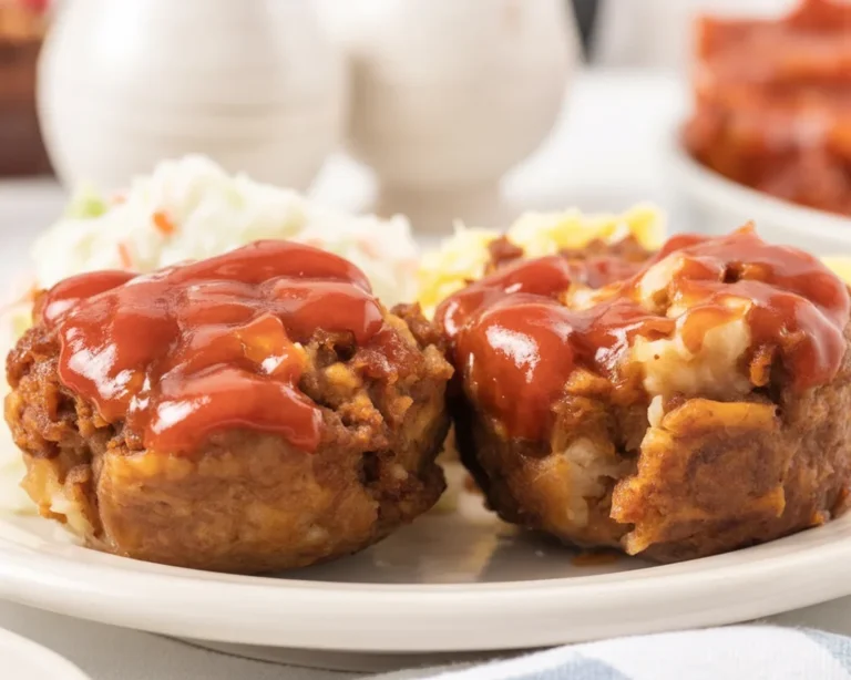 Delicious meatloaf muffins served on a plate, perfect for quick family dinners.