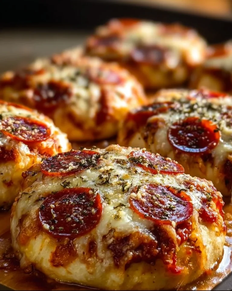 Mini Pepperoni Cheese Pizzas served on a rustic wooden board