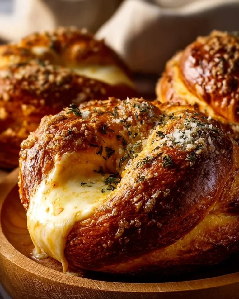Freshly baked mozzarella-stuffed soft pretzels served warm