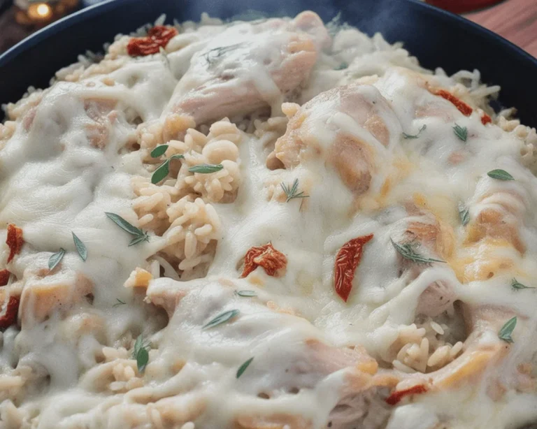 Delicious one-pot chicken and rice recipe prepared with simple ingredients.