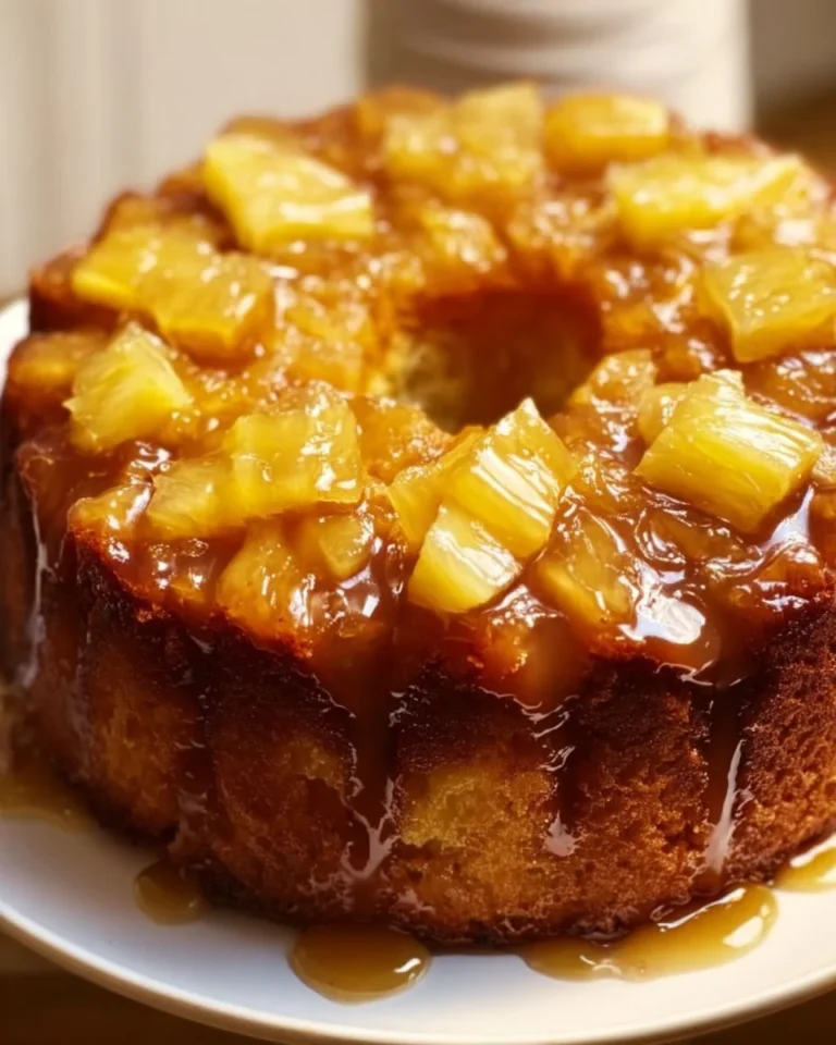 Slice of moist Pineapple Pound Cake on a plate with fresh pineapple slices