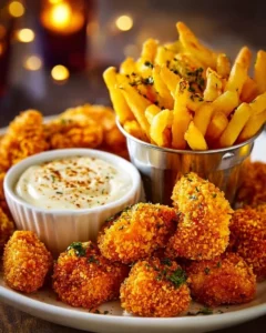 Delicious and crispy popcorn chicken ready to be served as a snack or meal