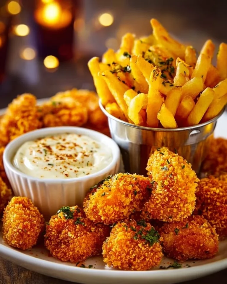 Delicious and crispy popcorn chicken ready to be served as a snack or meal