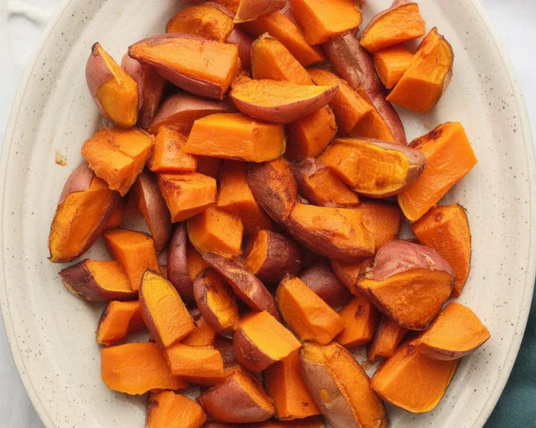 Delicious roasted sweet potatoes seasoned with herbs and spices