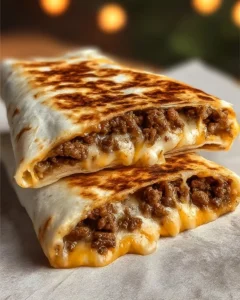 Savory nacho cheese wrap filled with cheese and spices, served on a plate