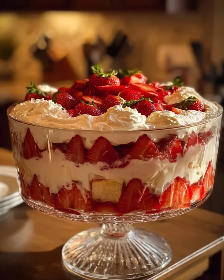 Delicious Southern strawberry punch bowl cake served in a bowl