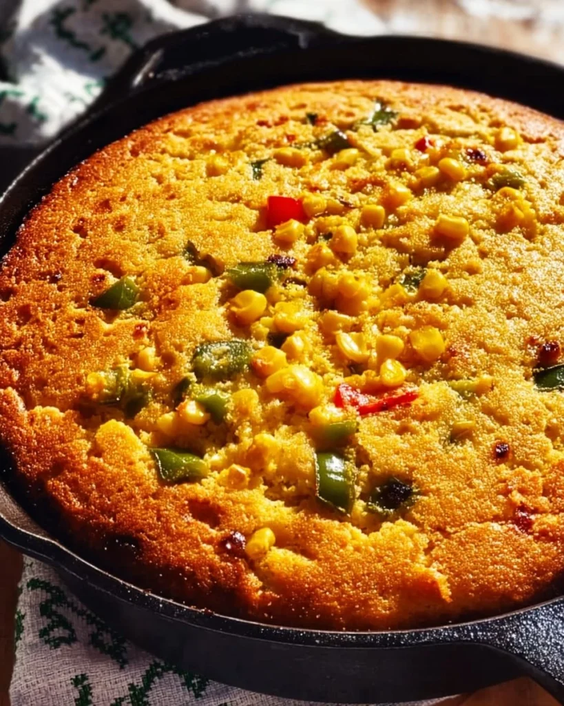 Deliciously spicy Mexican cornbread served warm with toppings