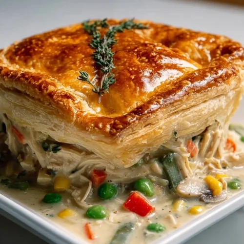 Deliciously crafted Spring Chicken Pot Pie with fresh vegetables and herbs.
