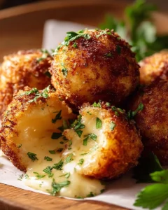 Delicious stuffed cheese balls ready to serve at a party.