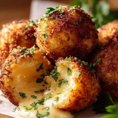 Delicious stuffed cheese balls ready to serve at a party.