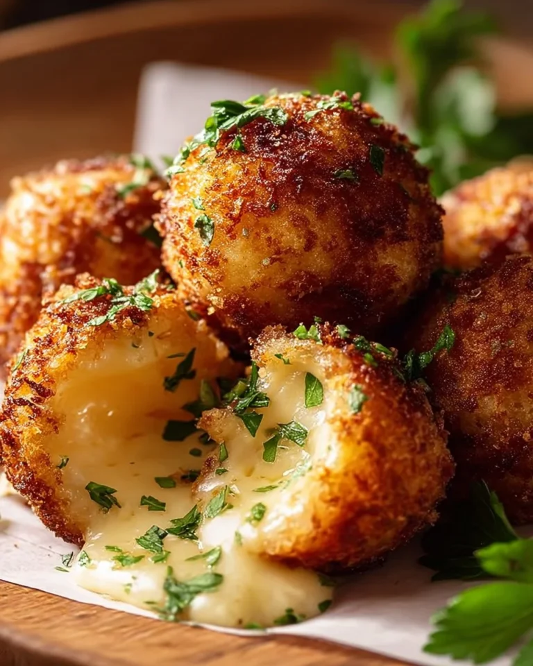 Delicious stuffed cheese balls ready to serve at a party.