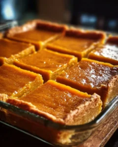 Delicious sweet potato pie bars topped with whipped cream and spices.
