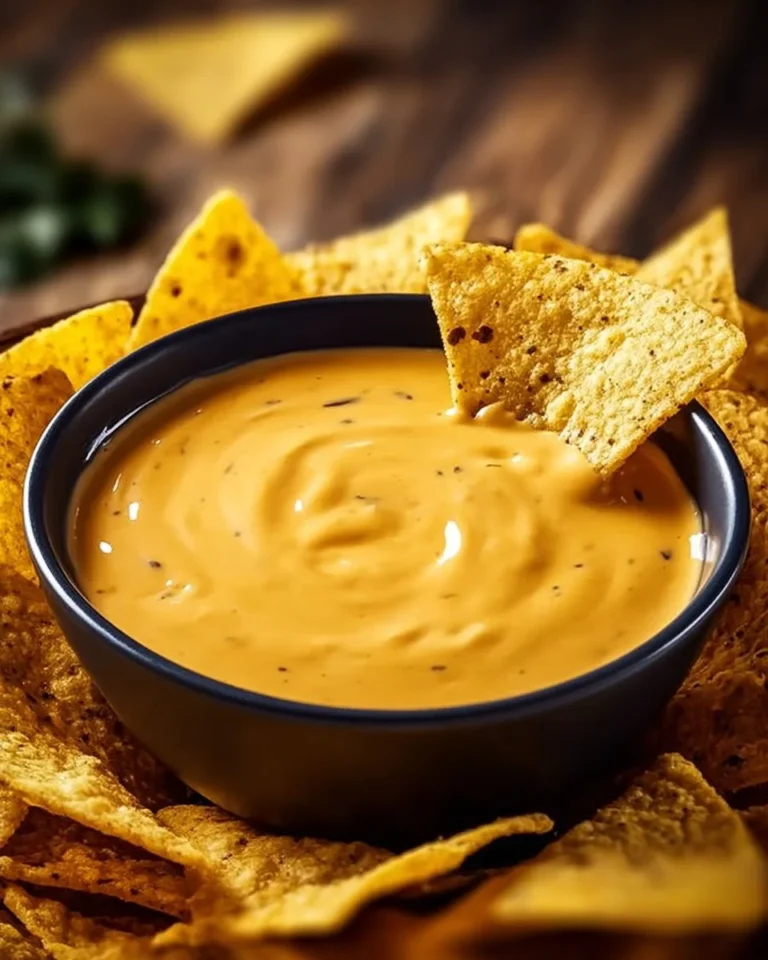 Delicious Taco Bell Nacho Cheese Sauce served with nachos and tacos