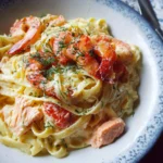 Luxurious Salmon and Shrimp Alfredo Pasta A Creamy Seafood Delight 150x150