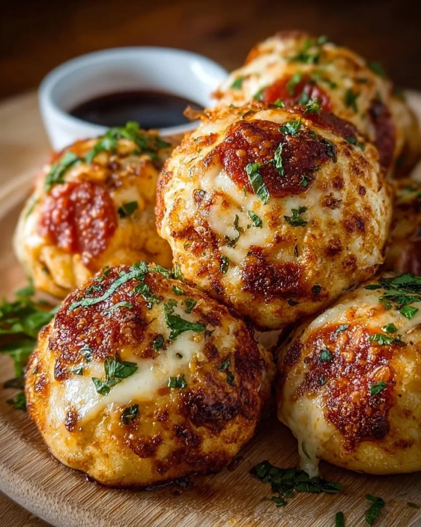 Air fryer pizza bombs filled with cheese and toppings, perfectly crispy and delicious.