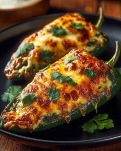 Baked stuffed peppers filled with ground meat and vegetables