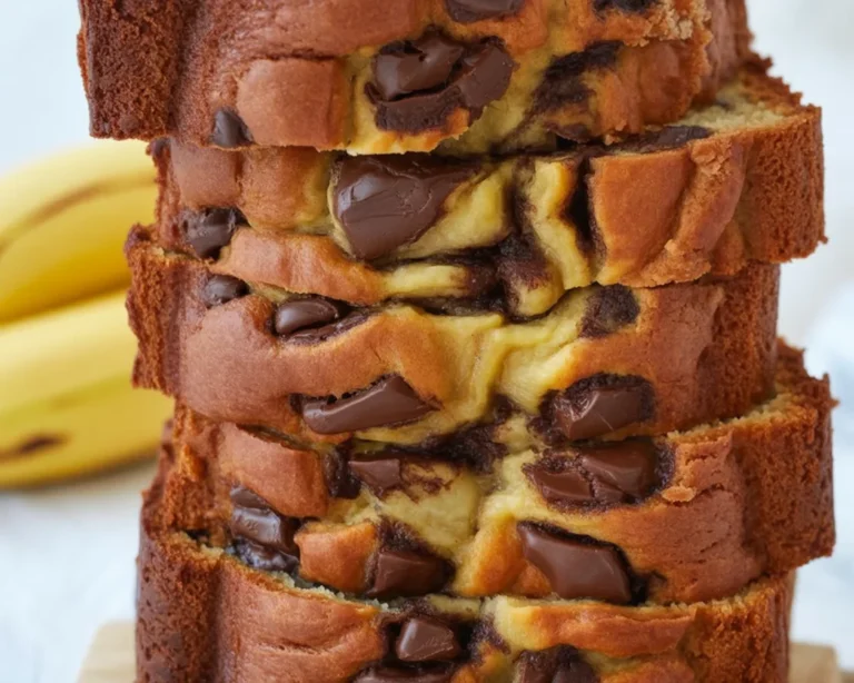 Delicious slice of banana bread made with yogurt for extra moisture and flavor.