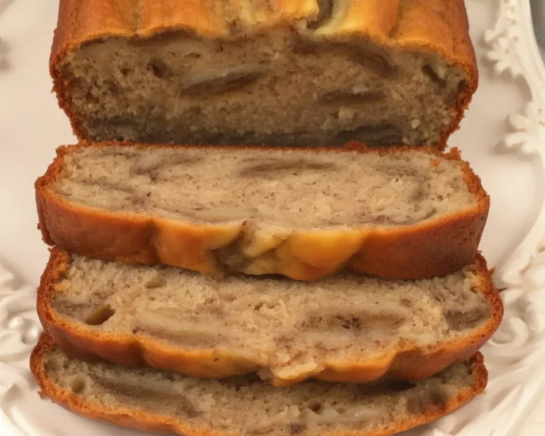 Moist eggless banana bread loaf made with ripe bananas and no eggs.