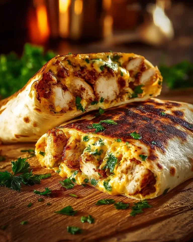 Crispy Parmesan Garlic Chicken Burritos ready to serve