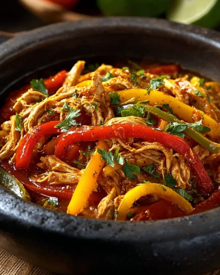 Crockpot Chicken Fajitas served with colorful bell peppers and tortillas