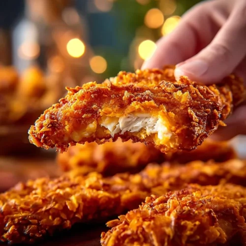 Savory Doritos Chicken Tenders served with dipping sauce