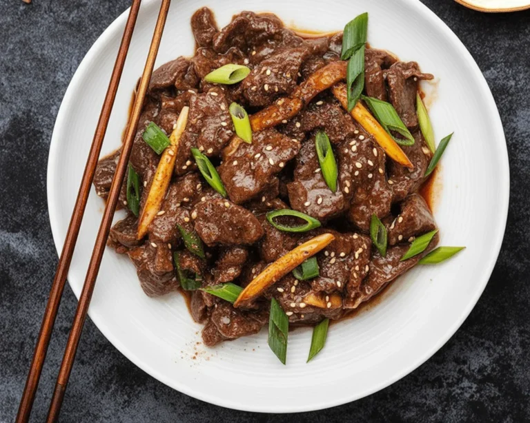 Quick beef stir fry with tender beef slices and colorful vegetables in a savory sauce.