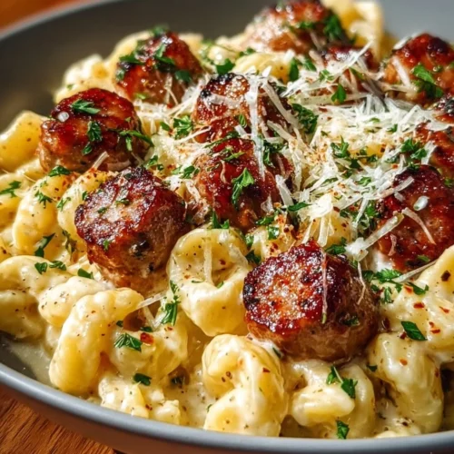 Garlic Butter Sausage Pasta with Creamy Parmesan Sauce 2 Garlic Butter Sausage Pasta with Creamy Parmesan Sauce