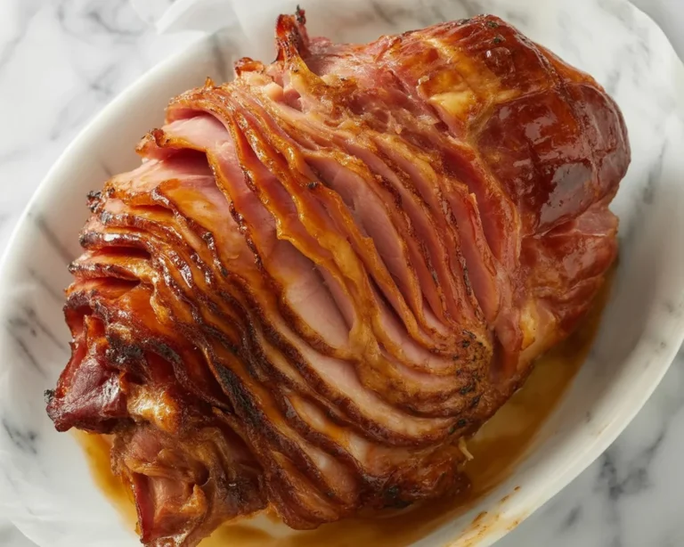 Delicious honey glazed ham topped with sweet glaze of honey and brown sugar.