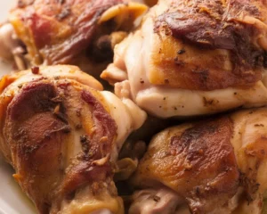 Crispy baked chicken thighs seasoned and ready for the oven.