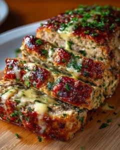 Melt-in-your-mouth garlic parmesan chicken meatloaf served with sides
