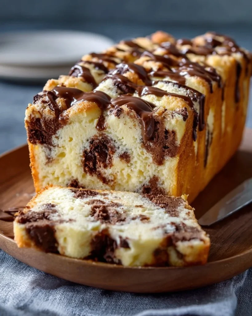 Delicious Pull-Apart Cookie Dough Cheesecake Loaf ready to be served