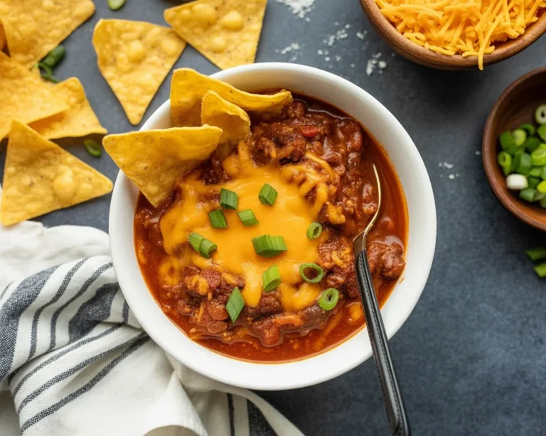 Delicious bowl of pumpkin chili with beans and spices topped with cilantro.