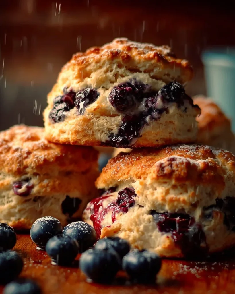 Delicious quick blueberry biscuits served on a plate
