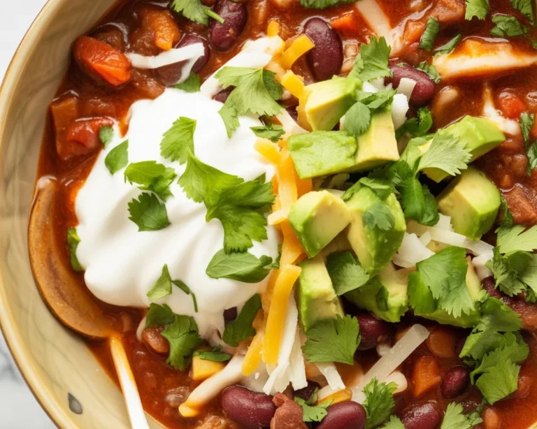 Delicious quick chili recipe with ground beef, beans, and spices ready in 20 minutes.