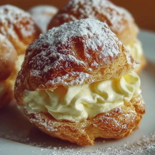 Italian cream puffs filled with creamy custard, a delicious dessert treat