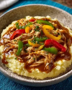 Delicious Spicy Southern Chicken served with rich gravy on a plate