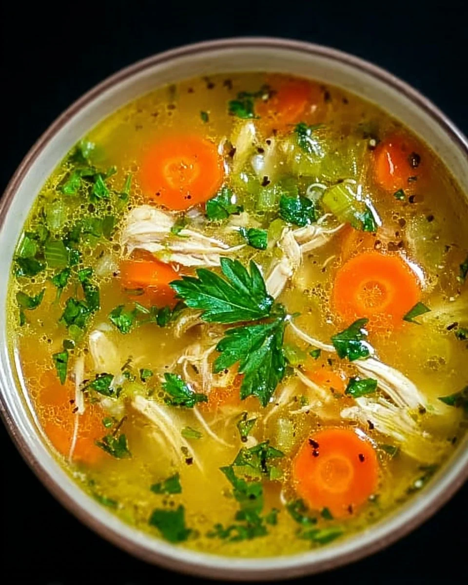 Delicious anti-inflammatory chicken soup loaded with fresh ingredients.