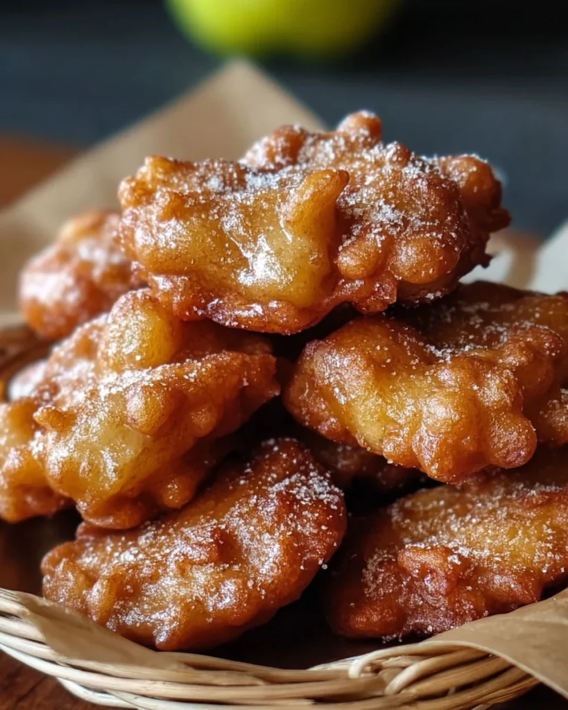 Delicious baked apple fritters drizzled with icing on a plate.