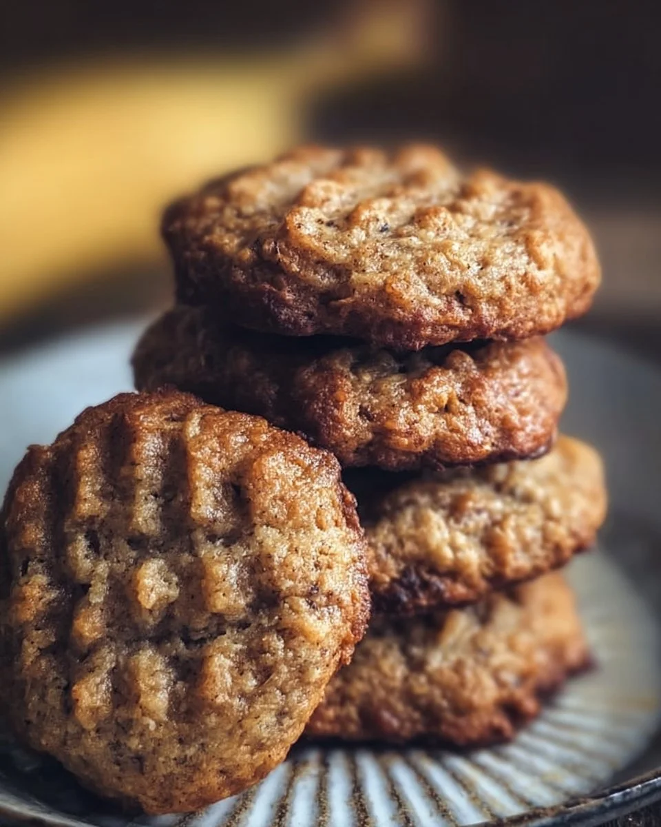 Delicious homemade banana bread cookies on a wooden plate.