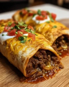 Delicious Beef and Cheese Chimichangas served with salsa and guacamole