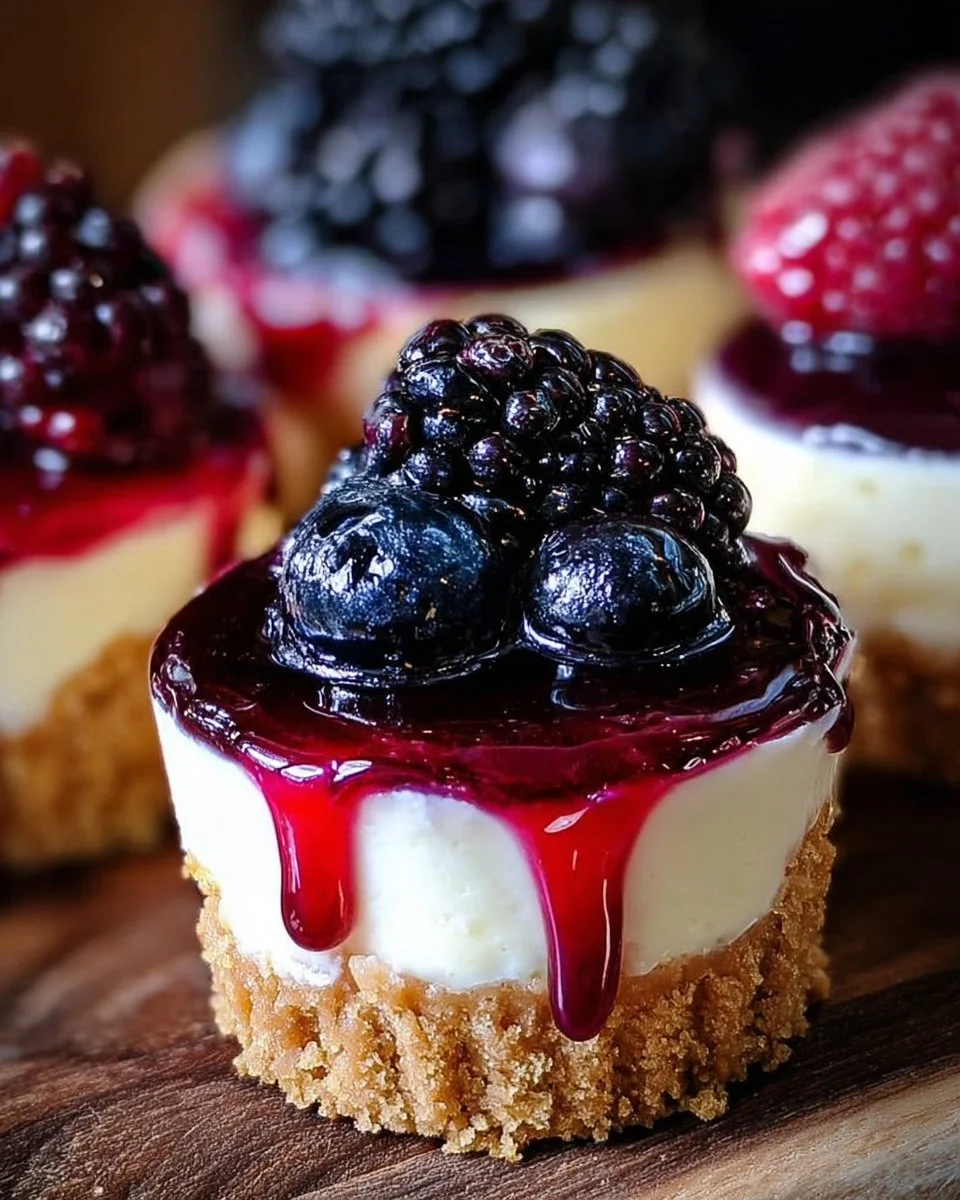 Berrylicious cheesecake topped with fresh berries and a creamy texture.