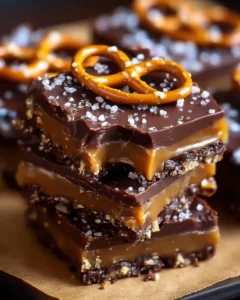 Chocolate Caramel Peanut Butter Pretzel Bars
