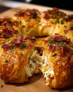 Chicken Bacon Ranch Crescent Ring served on a platter