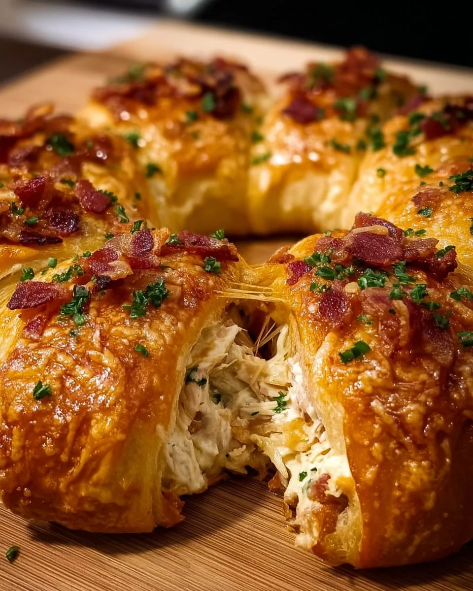 Chicken Bacon Ranch Crescent Ring served on a platter