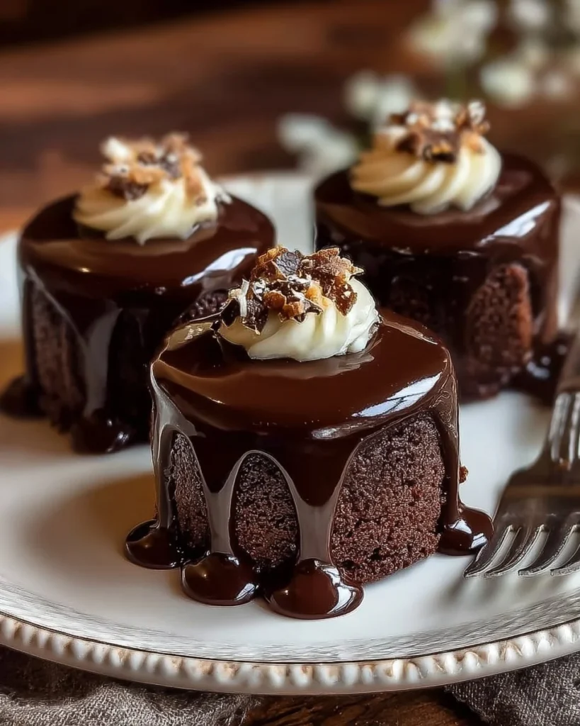 Delicious Chocolate Royale Mini Cakes on a decorative platter