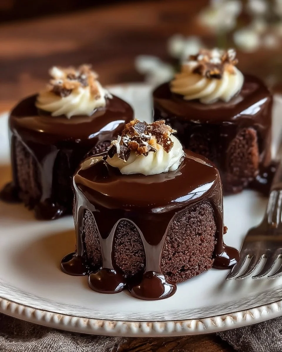 Delicious Chocolate Royale Mini Cakes on a decorative platter