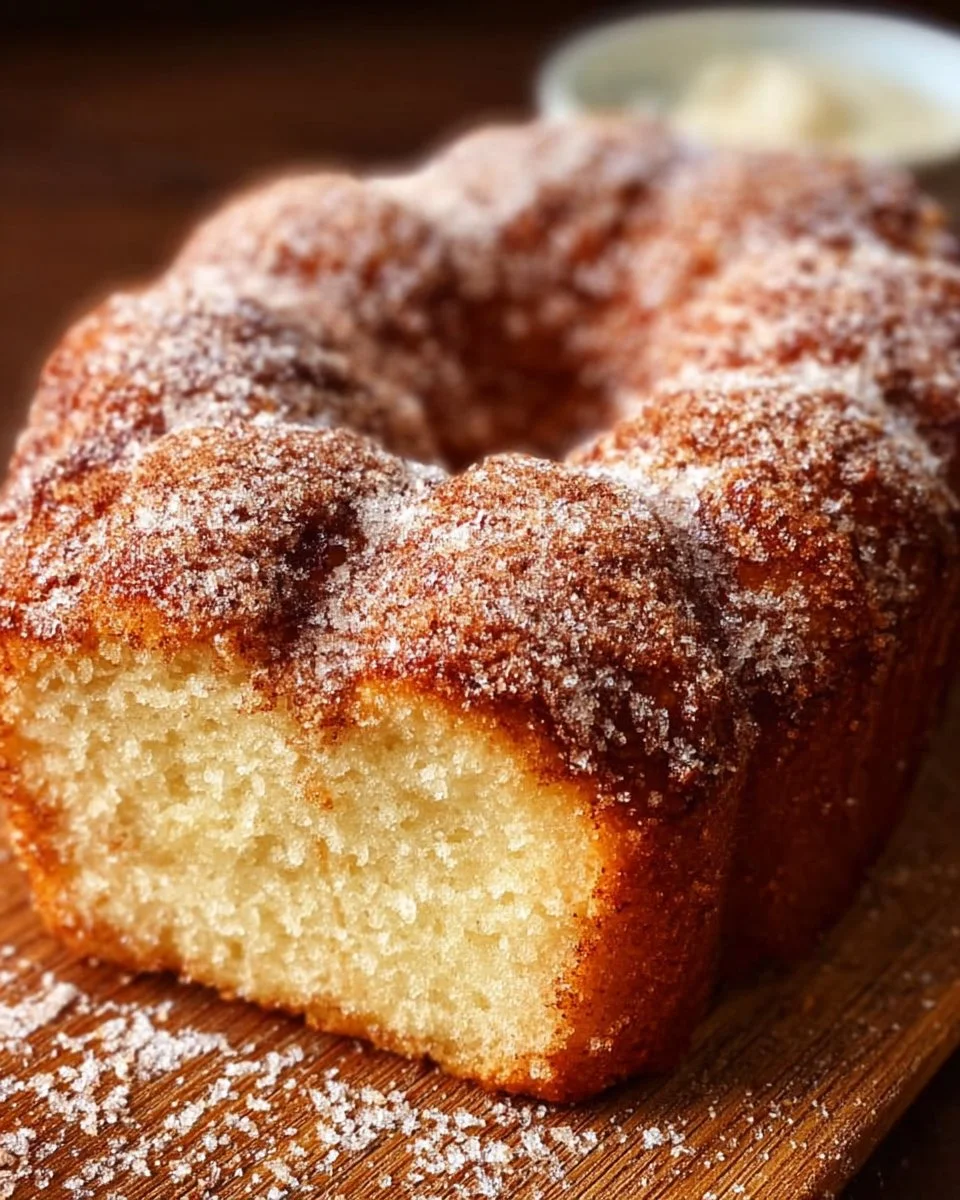 Delicious homemade cinnamon donut bread fresh out of the oven